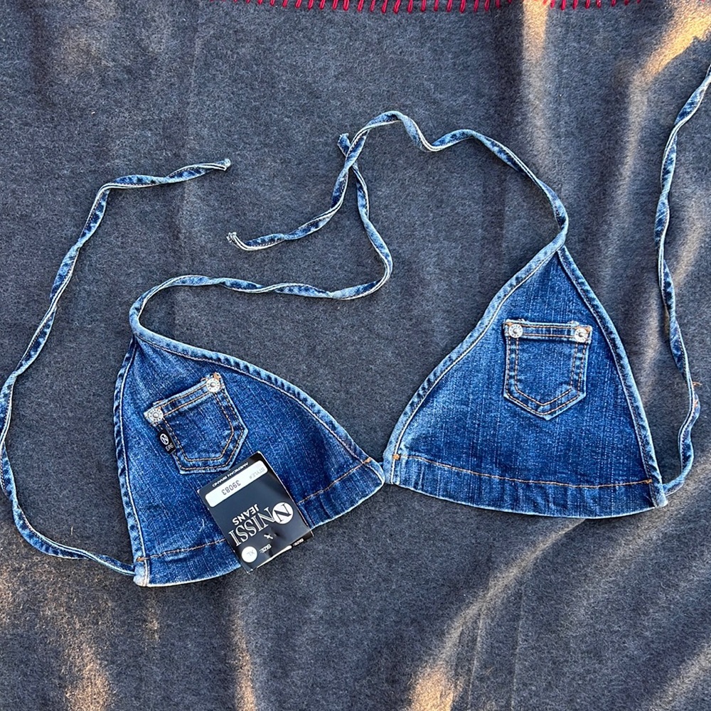 Denim Bra Top Y2K Jeans size XL